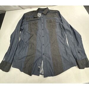 Sean John shirt Men's size 2XL blue/black button-down‎ long-sleeve